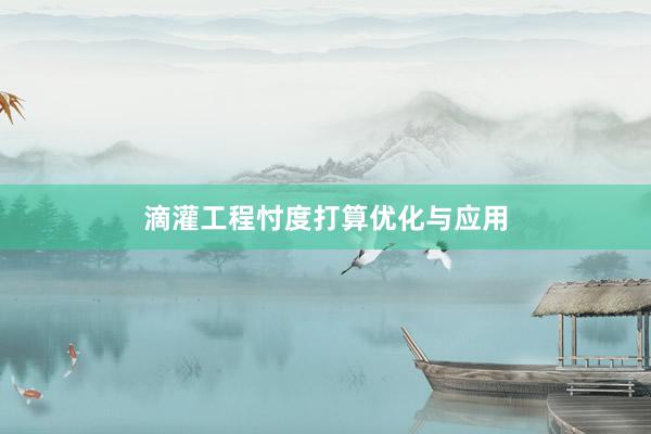 滴灌工程忖度打算优化与应用